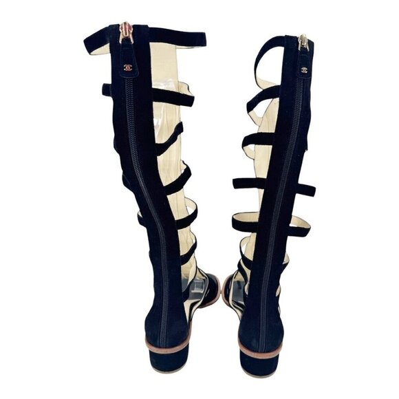 Chanel Suede High Knee Gladiator Sandals 2015 Karl Lagerfeld Collection - Picture 5 of 8